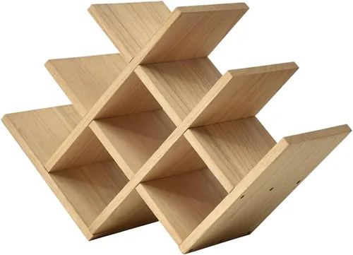 Miniatura 11 de KIRIGEN Estante de madera para vino de 13 botellas, estante de exhibición de vino de 4 niveles de madera natural, estante de almacenamiento de pie