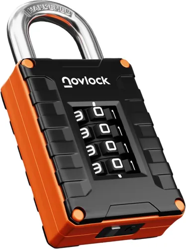 Cerradura de casillero para gimnasio, escuela, hogar y trabajo | Candado de combinación de 4 dígitos | 1 paquete, negro/naranja