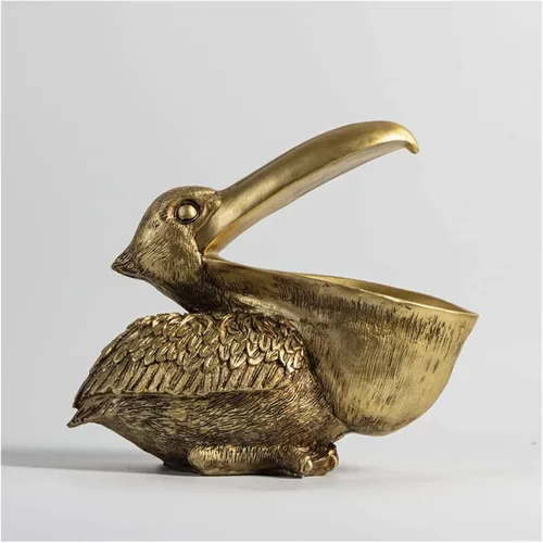 LQX Estatua de almacenamiento de llaves de escritorio, escultura de almacenamiento de resina, estatua de decoración de pelícano modelo A 25 20c