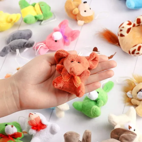 Miniatura 3 de Skylety 32 piezas de mini juguetes de peluche de animales surtidos lindos animales llavero decoración pequeños juguetes de peluche regalo a granel