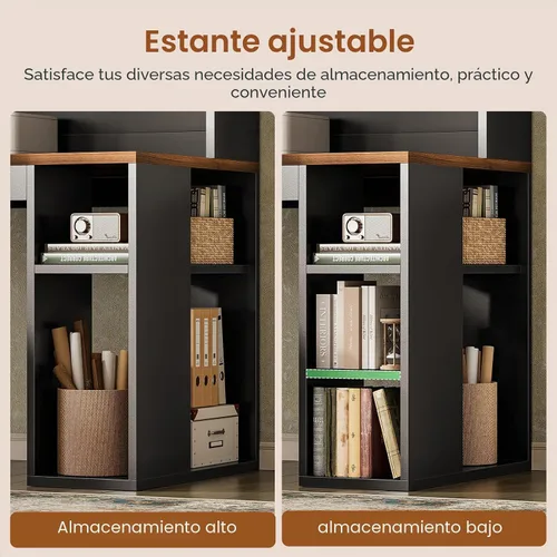 Miniatura 8 de SEDETA - Escritorio de 67 pulgadas en forma de L con gabinete, escritorios de oficina en casa con cajones y puertas correderas, escritorio esquinero