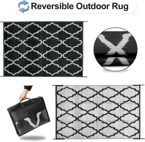 Miniatura 3 de OutdoorLines Alfombras de interior y exterior, para patio, de 6 x 9 pies, reversible, resistente a manchas y a rayos UV, portátil, alfombra de paja