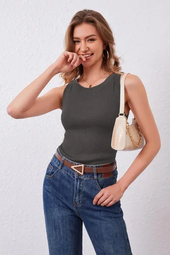 Miniatura 3 de Arach&Cloz Suéteres de mezcla de lana para mujer, no se transparentan, sin mangas, para todas las estaciones, para negocios, informal, 2025