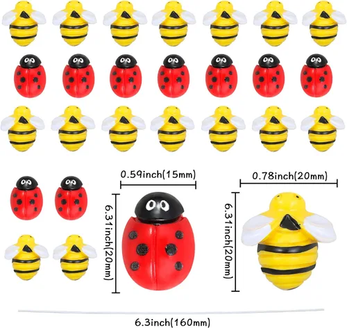 Miniatura 2 de 24 piezas de adornos para cupcakes de abejorro, figura pequeña de mariquita de resina, adornos para cupcakes de abeja, Oh Babee, decoraciones