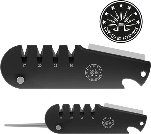 Miniatura 7 de Off-Grid Knives - Afilador de cuchillos QuadEdge con 4 ángulos: 17° 20° 25° 30°, caña de diamante, afilador de anzuelos de pesca, piedra