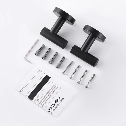 Miniatura 9 de KES Gancho para toallas de baño, gancho para bata, ducha, cocina, ganchos para colgar en la pared, montaje en pared, acero inoxidable SUS 304, negro