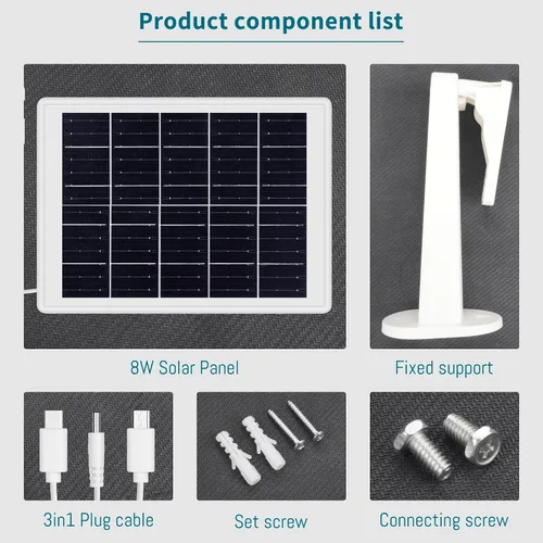 Miniatura 6 de Panel solar de 8 W integrado con batería SANYO de 13200 mAh para cámara de seguridad al aire libre, panel de cargador de enchufe 3 en 1 para cámara