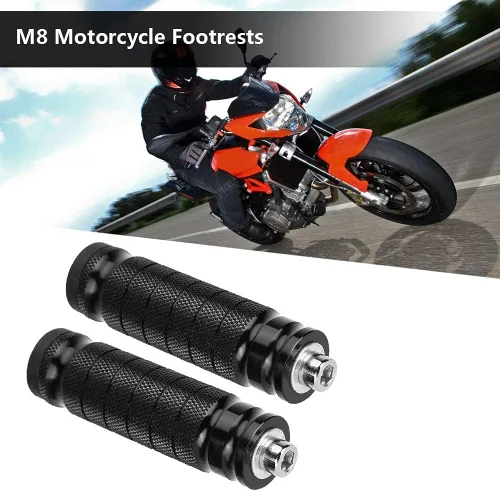 Miniatura 2 de Aramox Reposapiés de la motocicleta, 2pcs CNC de la Motocicleta Reposapiés Trasero Universal M8 Antideslizante Reposapiés Pies Clavijas Pedales