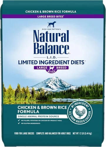 Miniatura 12 de Natural Balance - Comida seca para perros de raza grande con ingredientes limitados, fórmula de granos saludables, cordero y arroz moreno, 12 libras