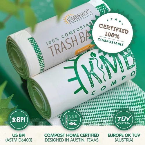Miniatura 4 de KC's - Bolsas de basura biodegradables pequeñas compostables de 3 galones, 25 unidades Bolsas de compost desechables extra duraderas con cierre