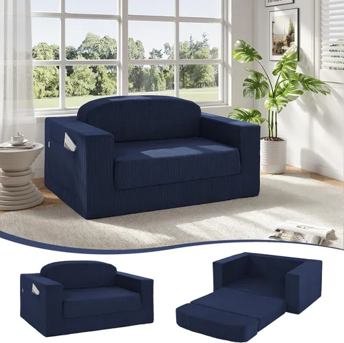 Miniatura 14 de MeMoreCool Sofá cama plegable sin huesos, sofá biplaza convertible de 59 pulgadas, sofá cama plegable de pana 2 en 1 para sala de estar pequeña