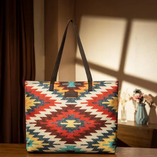Miniatura 2 de Wrangler Tote Purse Bag Aztec Canvas Shoulder Bags