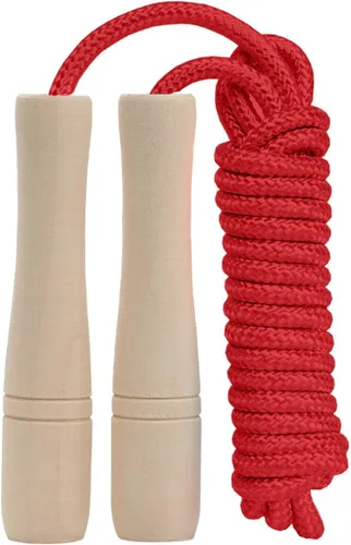 Cuerda de saltar para niños, cuerda de saltar ajustable para niños pequeños con mango de madera, cuerda de saltar de 8.5 pies para niños y niñas Rojo
