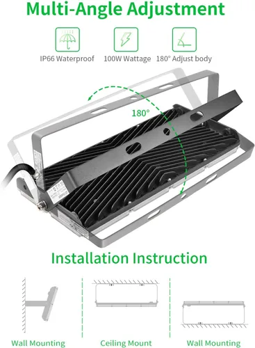 Miniatura 4 de Viugreum Luz de inundación LED de 100 W, 8000 lúmenes, 3000 K, blanco cálido, reflector delgado para exteriores, luces de seguridad impermeables