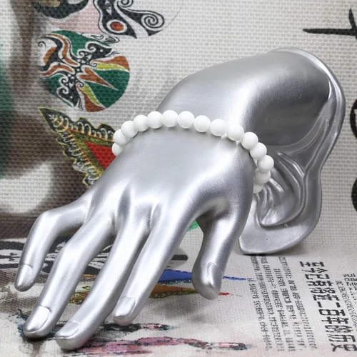 Miniatura 3 de Pulsera elástica de cuentas redondas de 0.315 in con piedras preciosas naturales de 7 pulgadas
