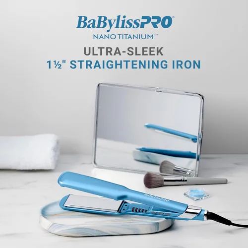 Miniatura 5 de BabylissPRO Nano Titanium Ultra-Sleek Hair Straightener, Flat Iron for All Hair Types Azul