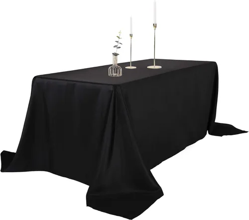 Miniatura 23 de Ascoza Paquete de 2 manteles rectangulares blancos de 60 x 84 pulgadas, tela de poliéster de 4 pies, para bodas, banquetes, restaurantes y fiestas