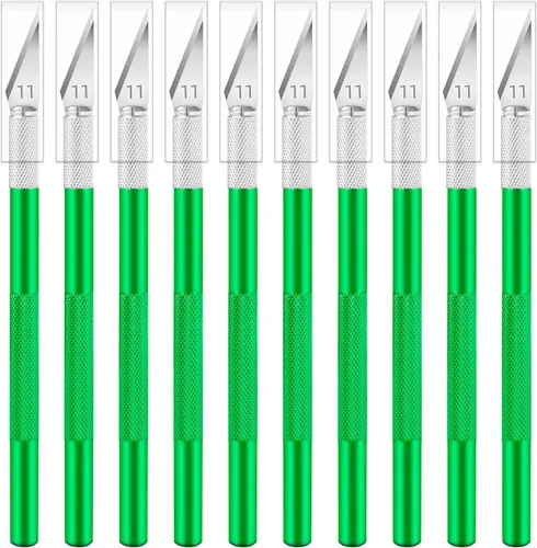 Miniatura 8 de Jetmore Juego de 10 cuchillos Exacto, cuchillo de precisión para manualidades, cuchillo de hobby, cuchillo de arte con cuchillas afiladas