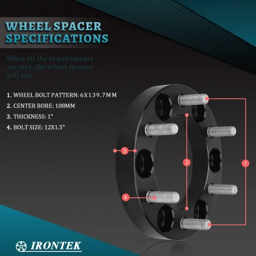 Miniatura 19 de IRONTEK Espaciadores de rueda de 2 pulgadas de 0.236 x 5.315 in para F150 (orificio de cubo de 3.429 in, pernos M14x2) 0.236x5.315 in a 0.236x5.315