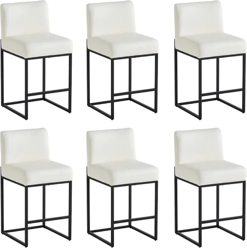 Miniatura 45 de Taburetes de bar de altura de mostrador, taburetes de bar de 26 pulgadas, 1 juego, taburetes de cocina modernos de cuero sintético con respaldos