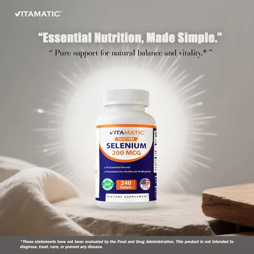 Miniatura 4 de Vitamatic Selenio sin levadura 200mcg como suplemento de selenometionina mineral traza esencial con absorción superior, 240 tabletas