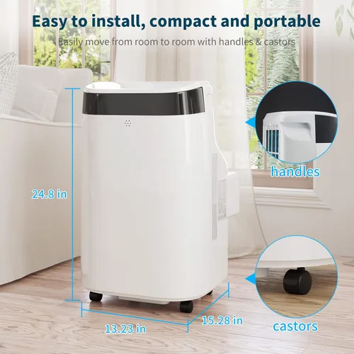 Miniatura 6 de Jojoka Aire acondicionado portátil con control remoto, CA portátil de 10000 BTU para habitación, dormitorio, oficina con secado, ventilador, modo