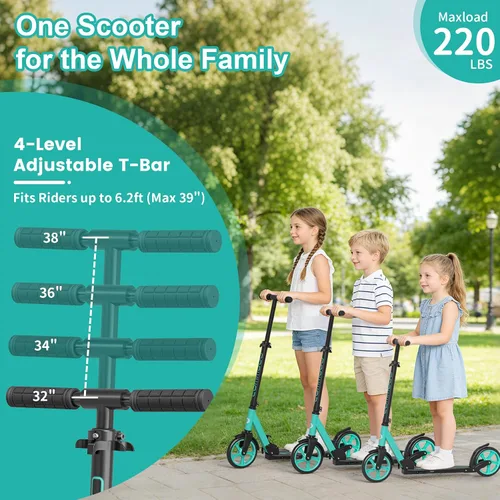 Miniatura 2 de Patinete para niños de 5 a 12 años, adolescentes, patinete plegable ligero para adultos con ruedas de 8 pulgadas, carga máxima 240 LBS, regalo