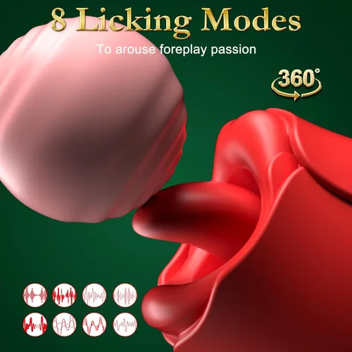 Miniatura 2 de Vibrador juguetes sexuales para adultos, juguete sexual de rosa con lengua de lamer girada de 360°, juguetes sexuales femeninos con asa, juguetes