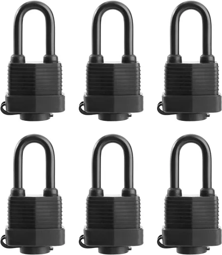 SafiSwords Candados Impermeables con Llaves Iguales para Uso al Aire Libre, Candado Cubierto de Acero Laminado Resistente, 1-9/16 Pulgadas de Ancho,