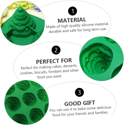 Miniatura 6 de Molde de cubo de hielo para pastel de árbol de Navidad, moldes de chocolate para hornear árbol de Navidad, molde de postre de silicona, moldes