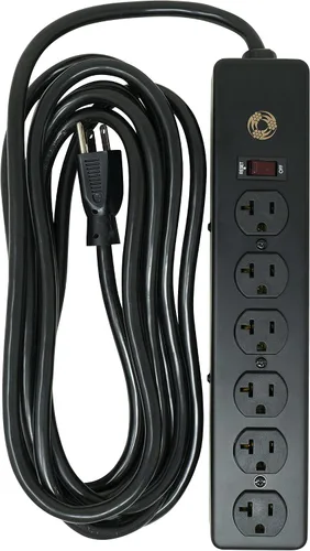 Miniatura 12 de Southwire Regleta de alimentación montable, 20 amperios, enchufe y receptáculo NEMA 5-20, 6 tomacorrientes, todo de metal para uso en garaje y Negro