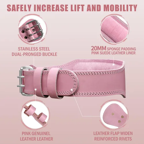 Miniatura 6 de Jaffick Cinturón de levantamiento de pesas para mujer, cinturones de cuero para gimnasio, cintura baja, soporte de espalda para mujeres y hombres