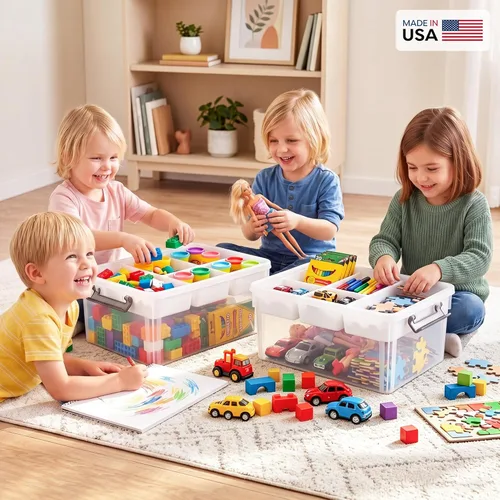 Miniatura 4 de Citylife Caja de almacenamiento de plástico de 17 QT con bandeja extraíble Organizadores y almacenamiento para manualidades Contenedor