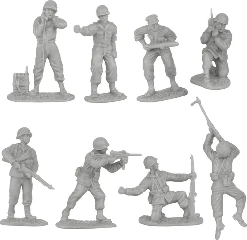 Miniatura 4 de BMC CTS Segunda Guerra Mundial Soldados de plástico del ejército de infantería estadounidense - 33 piezas de soldados grises 1:32