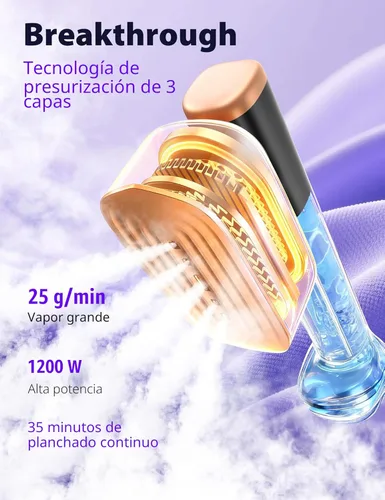 Miniatura 2 de Vaporizador de viaje para ropa con depósitos de agua de 6.1 fl oz, calentamiento rápido de 15 segundos, rendimiento de vapor fuerte de 0.91 oz/yd²