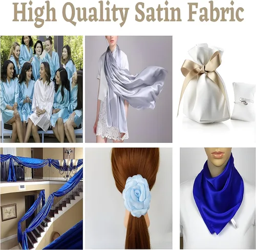 Miniatura 4 de Fynite Tela de satén Charmeuse 1 yarda 44 pulgadas de ancho Suave y brillante, satén sedoso para vestido de novia, manualidades de moda