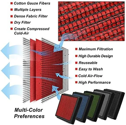 Miniatura 6 de Filtro de aire lavable de algodón rojo compatible / repuesto para Holden Epica 2.4L L4