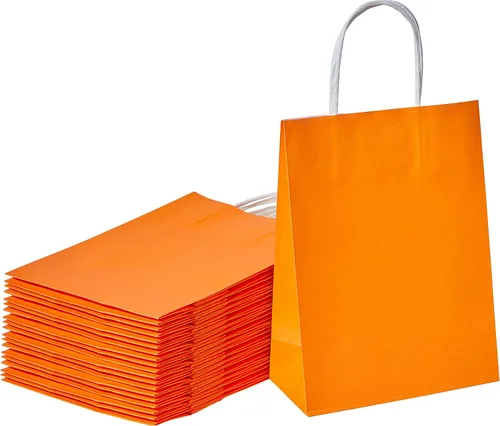 Miniatura 9 de SUNCOLOR Bolsas de regalo negras con asas, paquete de 24 bolsas pequeñas de papel kraft para fiestas, 7.9 x 5.12 x 3.15 pulgadas con papel de seda