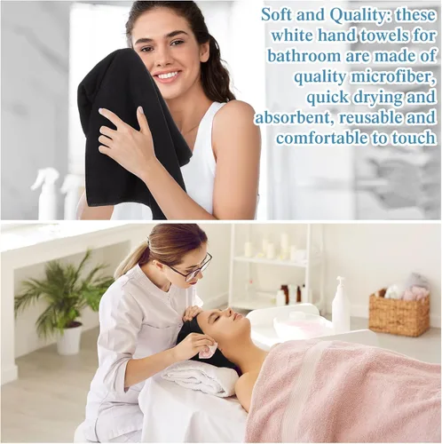 Miniatura 6 de Moukeren 72 unidades de toallas de mano negras para salón de microfibra absorbentes resistentes 16 x 27 toallas de mano para el cabello a granel