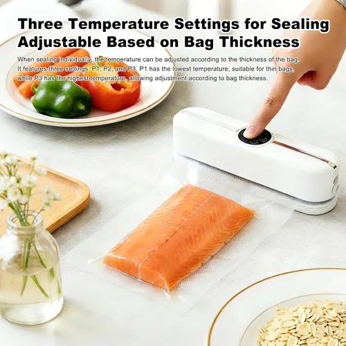 Miniatura 9 de Máquina selladora al vacío de mano 3 en 1 para bolsas y tarros, sellador al vacío de grado alimenticio con 10 bolsas aptas para alimentos, también