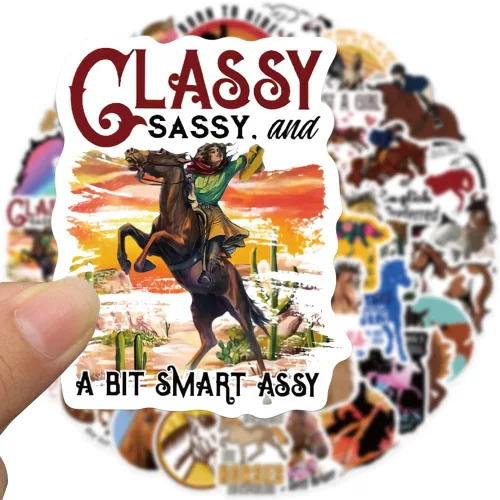 Miniatura 2 de Lindas calcomanías de caballo para adultos, 50 unidades de vinilo impermeable de Funimost para laptop, botella de agua, álbum de recortes