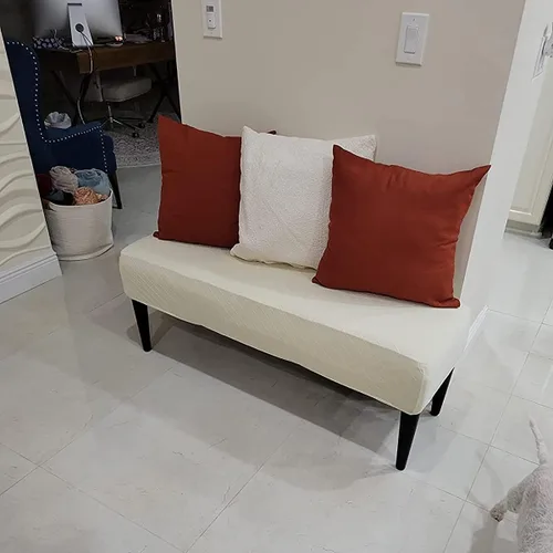 Miniatura 8 de SearchI Funda de banco de comedor, fundas de asiento de banco largas elásticas lavables, funda rectangular para banco de mesa de comedor, para Beige