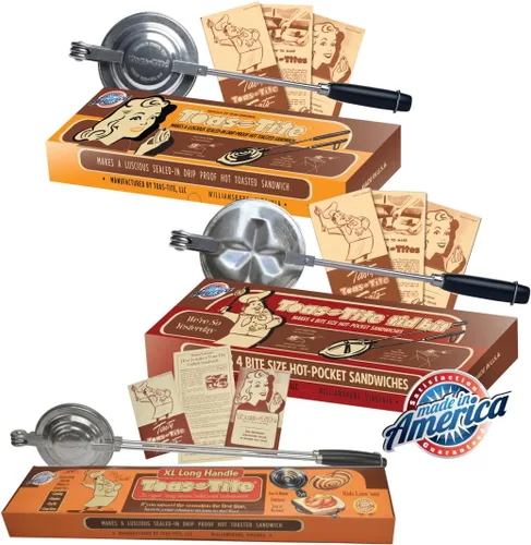 Miniatura 10 de Fabricante de Sándwiches Portátil, Parrilla Clásica para Sándwiches y Prensa para Paninis, Plancha para Empanadas de Aluminio Fundido, Tostador