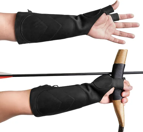 Miniatura 5 de Guante de Brazo de Cuero para Tiro con Arco para Hombres, Mujeres y Jóvenes, Protector de Brazo, Protección de Antebrazo de Cuero de Grano Completo