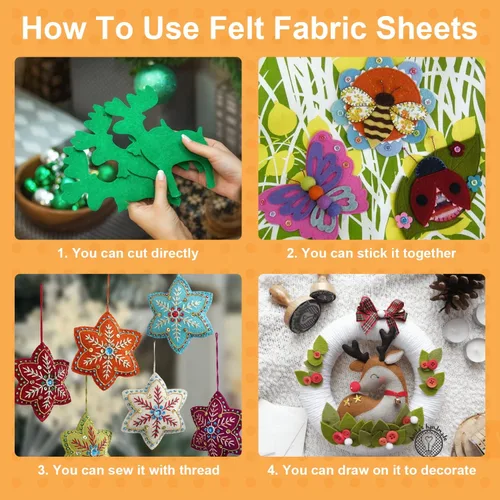 Miniatura 11 de Hojas de fieltro de 8 x 12 pulgadas para manualidades, 40 piezas hojas de tela cuadradas, paquete de colores surtidos no tejidos, 1mm de grosor
