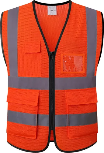 Miniatura 9 de Chaleco de seguridad reflectante para hombres y mujeres, chaleco de construcción que cumple con el estándar ANSI/ISEA H-amarillo Negro