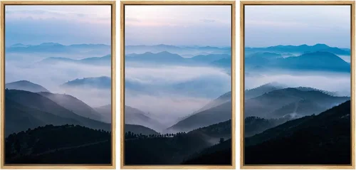 Miniatura 20 de SIGNWIN Lienzo enmarcado para pared, juego de arte nublado de tormenta, cielo, bosque otoñal, árboles, rústico, naturaleza, fotografía, realismo