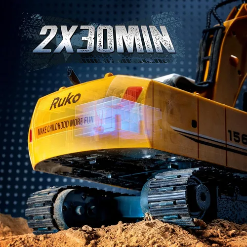 Miniatura 6 de Ruko 1561 Excavadora RC 3 en 1, juguetes de construcción para niños, vehículos de control remoto de 17 canales con pala de aleación para agarrar