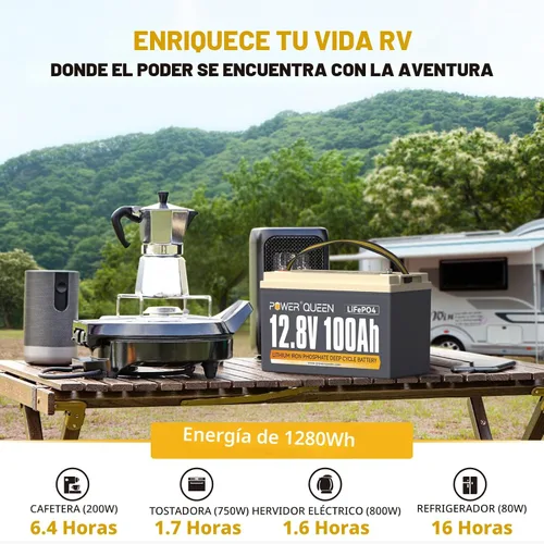 Miniatura 3 de Power Queen Batería Lifepo4 de 12V 100ah de litio, batería de ciclo profundo del grupo 31 con 1280Wh de energía, hasta 15000 ciclos y vida útil