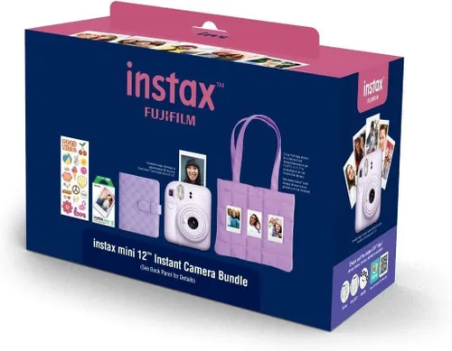 Miniatura 2 de FUJIFILM INSTAX Mini 12 Holiday Bundle 2025 con película extra Instax Mini + 4 pilas AA y paño de limpieza de microfibra Sunshine Photo